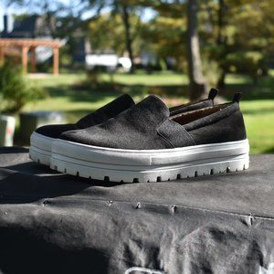 Susina Black Suede Slip-On Platform Sneaker